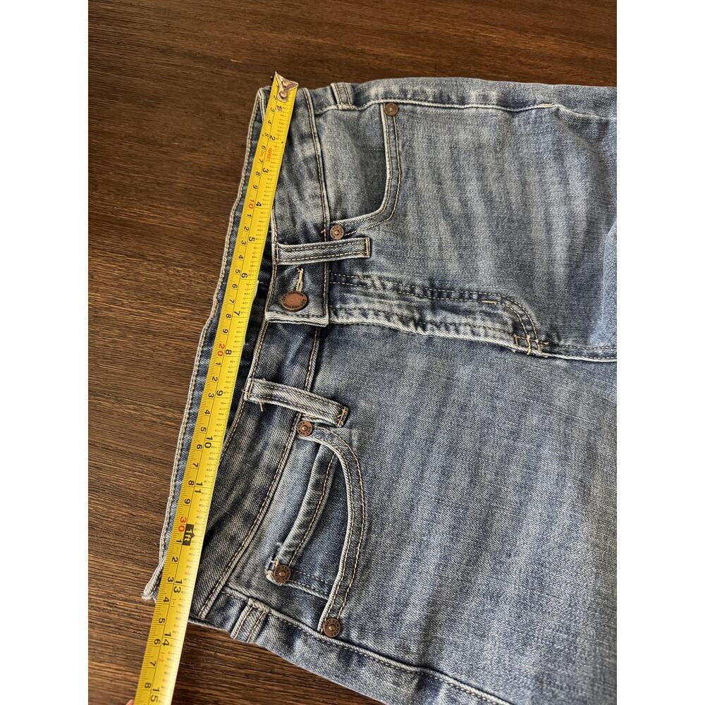 OAT Jeans Womens 4/27 Blue Mid Rise Wide Leg Crop Frayed Raw Hem Denim - Picture 7 of 9